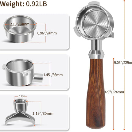 54mm Portafilter Compatible with Breville BES870/878/880/876 Series,Espresso Double Spouts Portafilter with 3 Ear & Stainless Steel Basket.