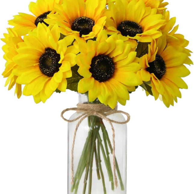 Sunflowers Artificial Flowers with Vase,Fake Flowers Bouquet for Sunflower Decor,Sunflower Kitchen Decor,Silk Flowers for Home Decor Living Room,Flower Centerpieces for Tables,Coffee Table Decor.