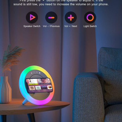 Bluetooth Speaker with Lights, Wireless Charging Speaker, Best Birthday Gift Ideas Teenage,Applicable for Bedroom/Teen Girl Gifts/Please use The Original Adapter(5W Wireless Charging).
