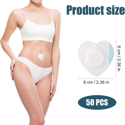 50pcs Castor Oil Wrap for Belly Button, Heart Shape Self-Adhesive & Highly Absorbent Castor Oil Wrap Pack for Belly Button Pad Patches Waterproof Disposable Cover Stickers (Oils Not Included).