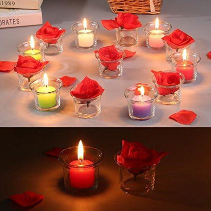 Clear Chunky Glass Lip Votive Candle Holders Tealight Votive Cups for Wedding Proposal, Spa, Aromatherapy, Meditation, 6 Counts by Shxstore Clear.