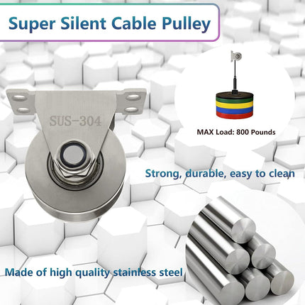 Groove Wheel Pulley Stainless Steel Pulley Block Super Silent Single Pulley Block for DIY Gym Equipment,Sliding Gate Detachable Duplex Bearing with Mounting Screws and Expansion Pipes U Type (1 Pack).
