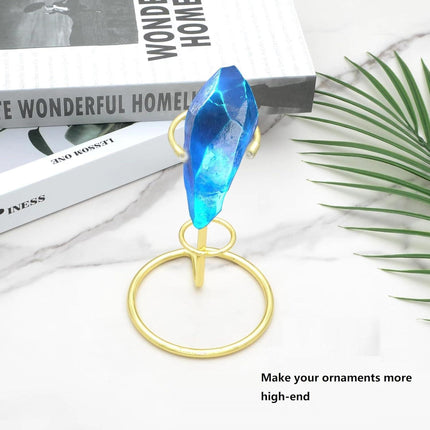 4 Pieces Small Crystal Rod Display Stand - Elegant Iron Gemstone and Mineral Holder, Geode Holder for Small Gemstone Crystal Mineral Agate Two Sizes 2.4x3.7 Inch 3.38×5.11 Inch Size (silver, large).