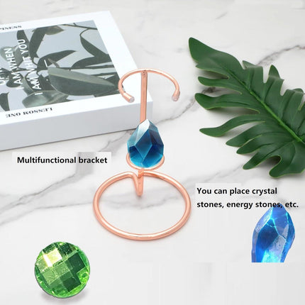 4 Pieces Small Crystal Rod Display Stand - Elegant Iron Gemstone and Mineral Holder, Geode Holder for Small Gemstone Crystal Mineral Agate Two Sizes 2.4x3.7 Inch 3.38×5.11 Inch Size (silver, large).