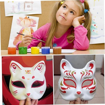Cat Mask, Cat Mask 15 pcs Half Fox Mask White Therian Mask Diy Paintable Blank Mask for Holloween, Masquerade Party, Cosplay.