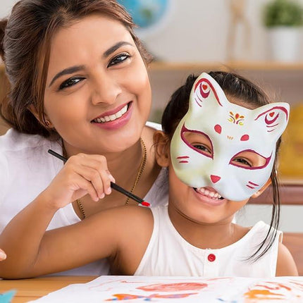Cat Mask, Cat Mask 15 pcs Half Fox Mask White Therian Mask Diy Paintable Blank Mask for Holloween, Masquerade Party, Cosplay.