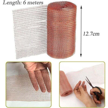 Copper net, 1 roll of 6 meters, against snails, mice, birds and nematodes, garden protection against rodents, knitted copper.