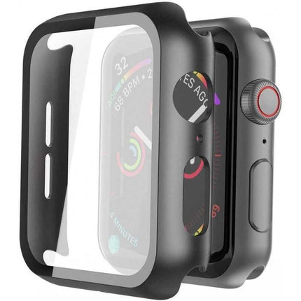 Compatible with Apple Watch 40mm Shockproof Case and 9H Tempered Glass 2-Pack Rose Gold.