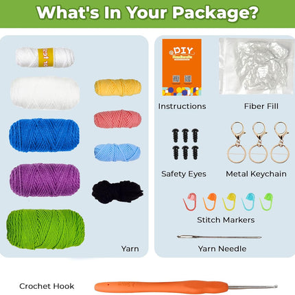 Crochet Kit for Beginners Pattern Animals Owl Penguin Frog with Yarn Hook Accessories.