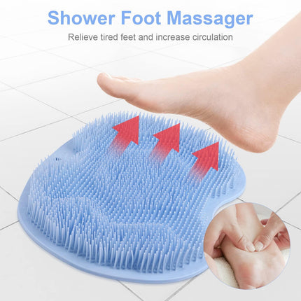 Foot Scrubber for Shower, Foot Cleaning Massage Mat with Non-Slip Suction Cups, Shower and Bathroom Foot Scrubber Mat (Blue) Blue.