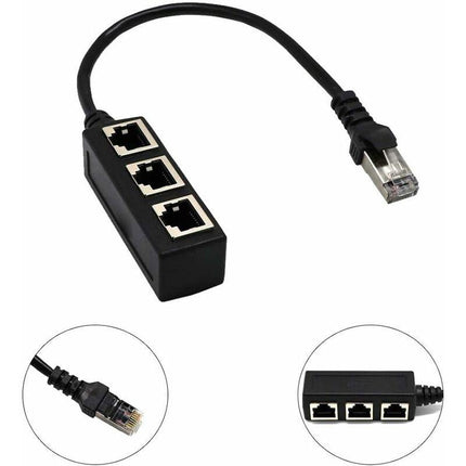 RJ45 Ethernet Splitter 1 to 3 Port Network Cable Adapter.