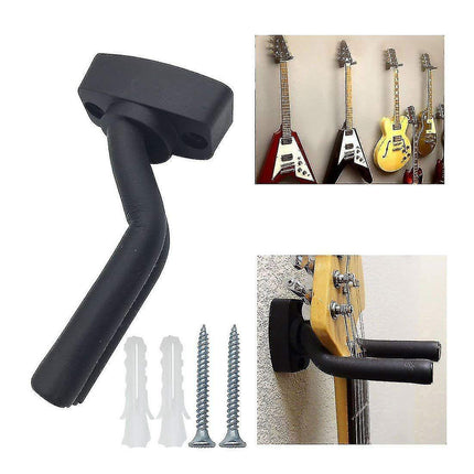 Guitar Hanger Wall Mount 5-Pack Black with Screws Compatible with Guitars.
