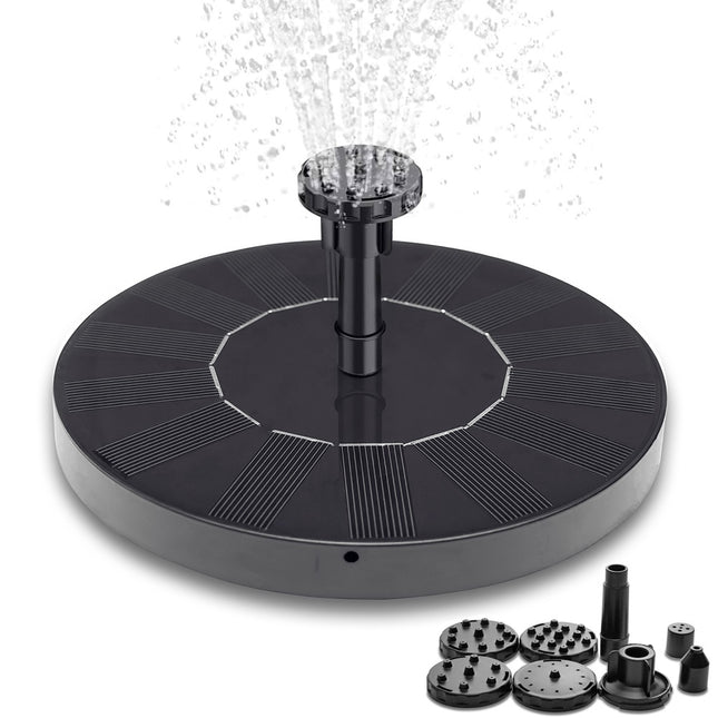 Solar Fountain 16 cm Black Water Fountain for Garden, Compatible with Solar Cell.