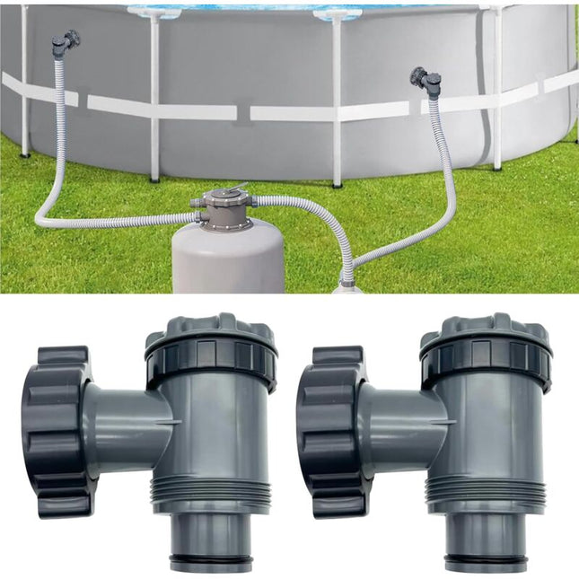 Pool Pump Replacement Parts Inlet and Outlet Valve Compatible with Coleman Intex Bestway for 1-1/2 Inch Hose 2 Set.