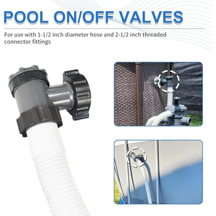 Pool Pump Replacement Parts Inlet and Outlet Valve Compatible with Coleman Intex Bestway for 1-1/2 Inch Hose 2 Set.