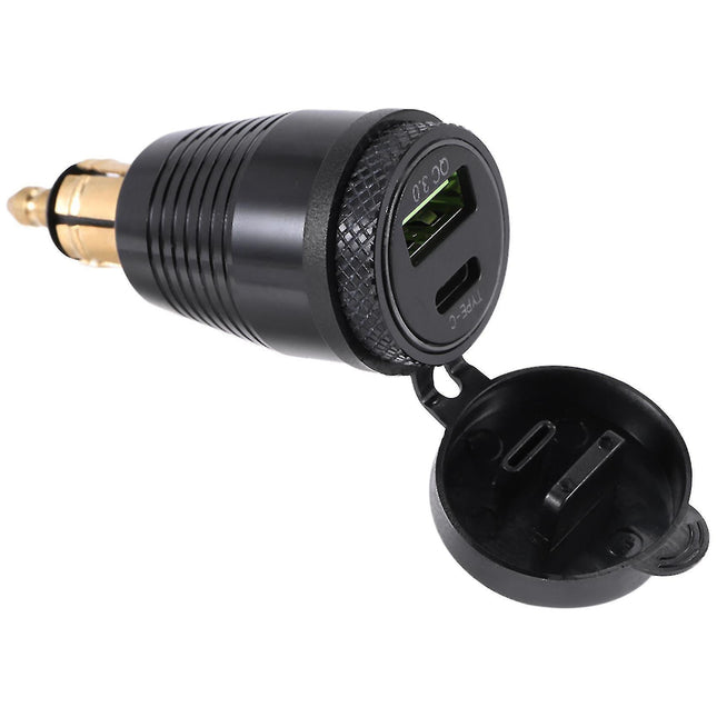 Motorcycle DIN Connector Waterproof Charger For QC3.0 USB Charger & Type C 30W Power Delivery Adapter Socket (YJD).