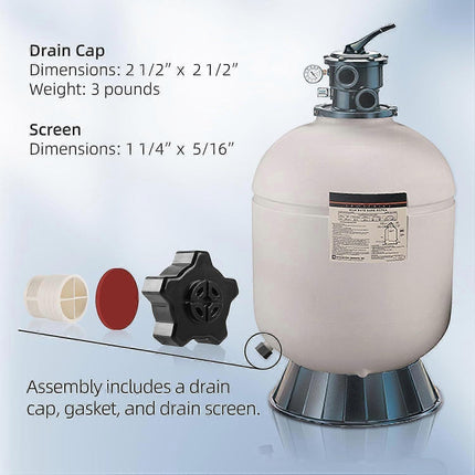 Hayward SX180LA Sand Cylinder Drain Cap Compatible with Pro Series Sand Filter Replacement Accessory With Gasket.
