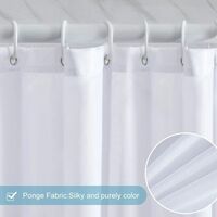 Waterproof Mildew Resistant Shower Curtain, White 200x220cm Fabric Polyester, Compatible with Bathtub or Bathroom, Washable.