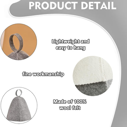 Felt Sauna Hat 2 Pack Natural Wool Comfortable Breathable Accessories Gray and White Jar.