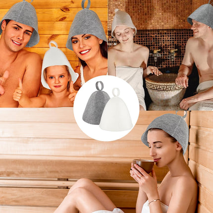 Felt Sauna Hat 2 Pack Natural Wool Comfortable Breathable Accessories Gray and White Jar.