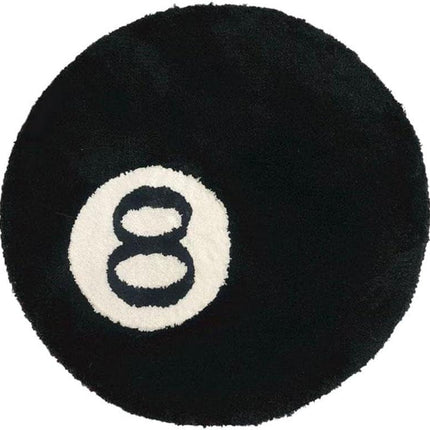 Black Carpet, Billiard Ball Mat, 8-Ball Soft & Fluffy Black Carpet Bedroom Decoration, Black Circle Carpet for Living Room Home Decor 80*80.