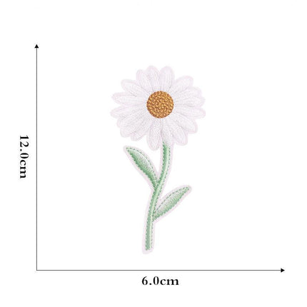 12 Pieces Embroidered Patches Iron-on Fabric Sew-on Patch Floral Pattern Mini Sunflower Embroidered Patches for Clothes Jeans Hat Backpacks.