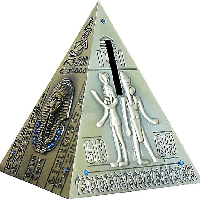 Egyptian pyramid statue model piggy bank home decor 13 cm - Antique brass (Egyptian pyramid).