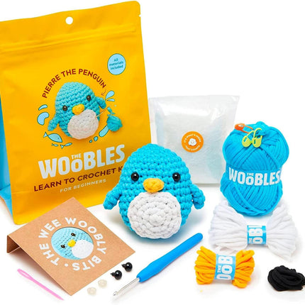 Woobles crochet set for beginners in simple pea yarn, as seen on Shark Tank Penguin.