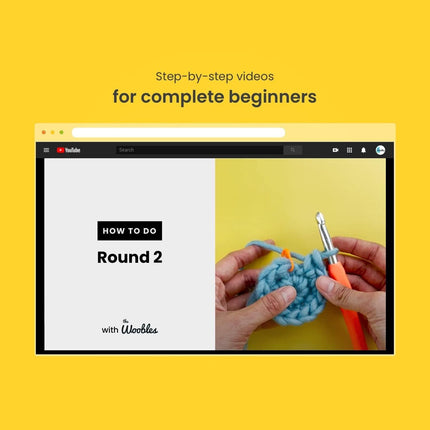 Woobles crochet set for beginners in simple pea yarn, as seen on Shark Tank Penguin.