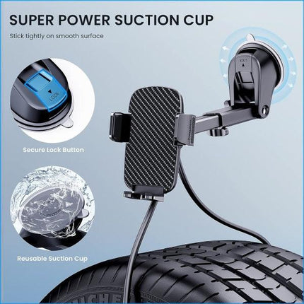 Universal Car Phone Holder with Military Suction Cup, 360° Rotation, Dashboard Mount for GPS \u0026 Phones.