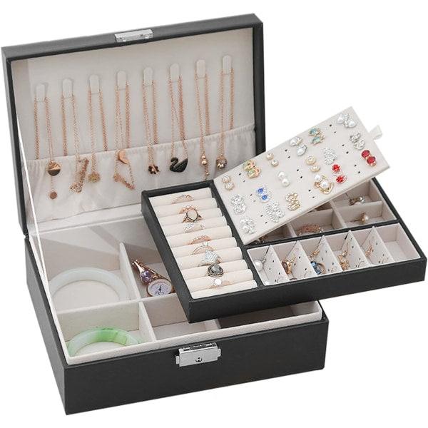 Jewelry Box Jewelry PU Leather Storage Box (Black).