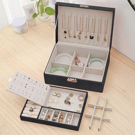 Jewelry Box Jewelry PU Leather Storage Box (Black).