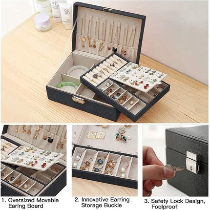 Jewelry Box Jewelry PU Leather Storage Box (Black).