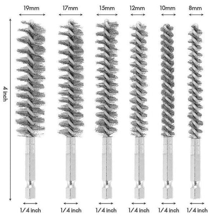 6-Piece Wire Brush Set for Drills, Multiple Sizes for Cleaning, Compatible with Most Brands.