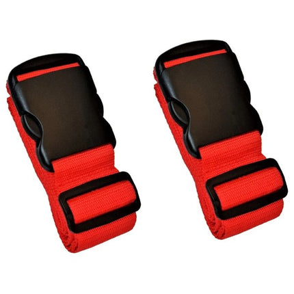 Red Luggage Straps 2-Pack with Metal Luggage Tags Adjustable Suitcase Strap Set.