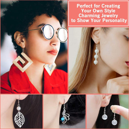 925 Silver Earring Hooks for Jewelry Making, Hypoallergenic Earring Hooks Accessories, 100 Earring Hooks, 150 Ear Plugs, SQBB.