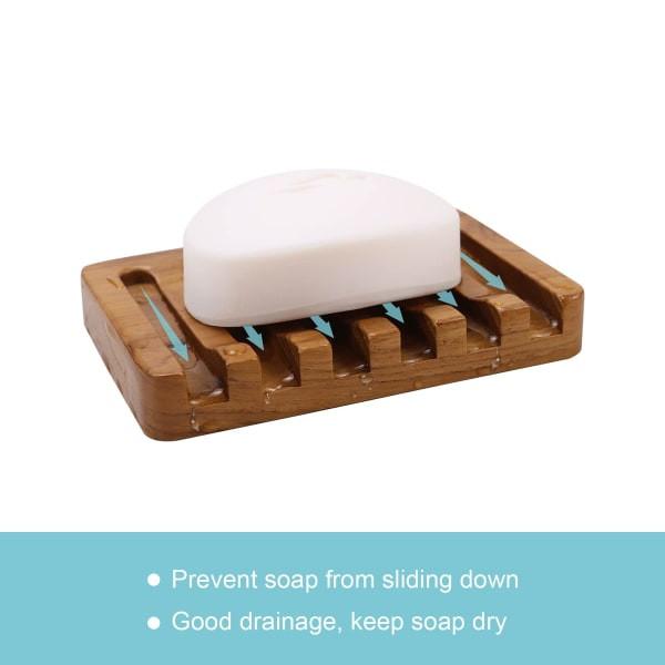 Wooden Soap Dish 2pcs, Soap Holder in Natural Teak, Soap Container for Shower, Bathroom, Kitchen, Bathtub, Razor, Sponges_max.