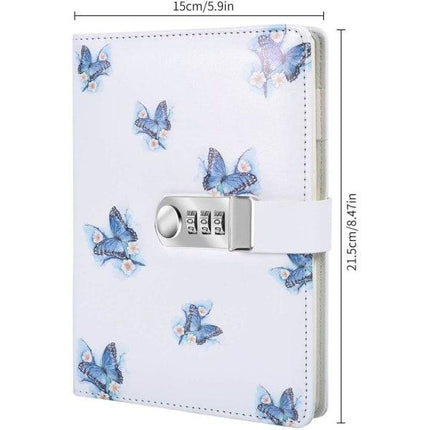 A5 Creative Password Journal with Lock, PU Leather Diary with Combination Lock Password Diary for Notebook Locking Time Book (Style 1).