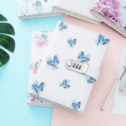 A5 Creative Password Journal with Lock, PU Leather Diary with Combination Lock Password Diary for Notebook Locking Time Book (Style 1).