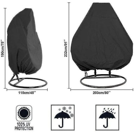 Barsinfi Oxford Zipper Hanging Chair Cover 190 X 115 Cm Waterproof Cover for Garden and Outdoor Furniture 190 X 115 Cm_max.