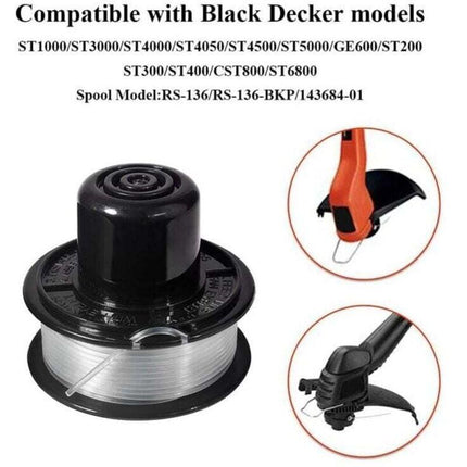 Black+Decker Replacement Spool and Line No.7 SAKA 18 11M x 1.6MM Compatible with GL250 GL310 GL360 Models.