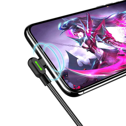 Compatible with Apple McDodo CA-4673 Angled Lightning Cable 1.8m 2A Fast Charging with LED iPhone iPad Black.