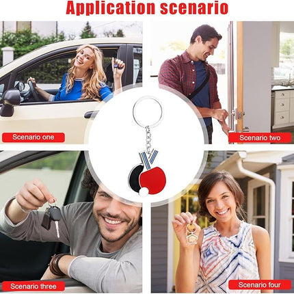 Table Tennis Racket Keychain Sports Key Holder Bag Ornament.
