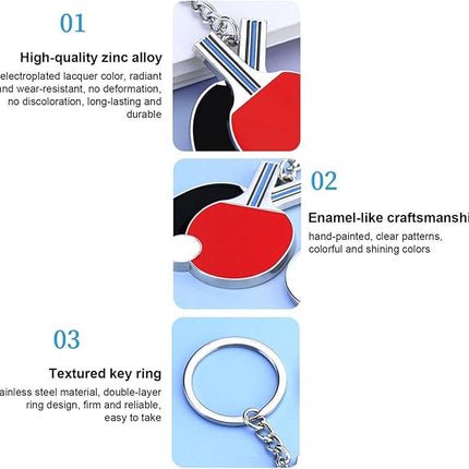 Table Tennis Racket Keychain Sports Key Holder Bag Ornament.