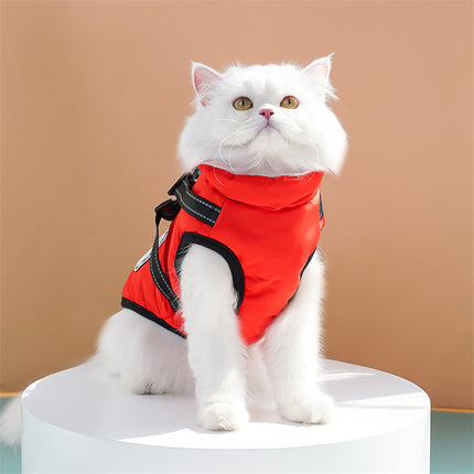Waterproof Dog Winter Jacket with Harness Pink Size S Fleece Lined Zipper.