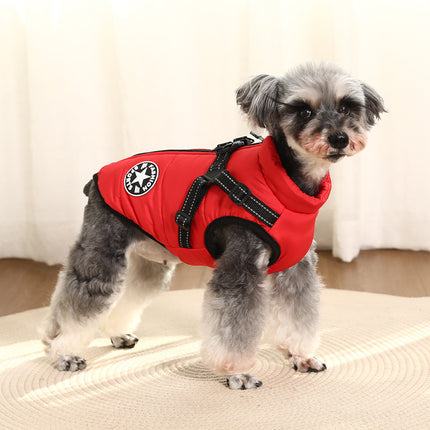 Waterproof Dog Winter Jacket with Harness Pink Size S Fleece Lined Zipper.