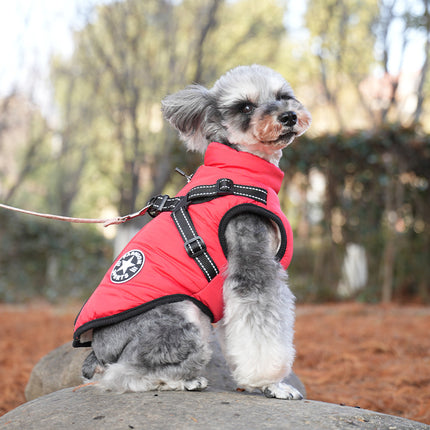 Waterproof Dog Winter Jacket with Harness Pink Size S Fleece Lined Zipper.