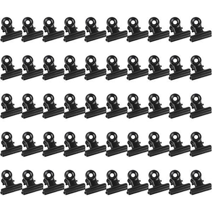 Bulldog Clip Hinged Metal Clips 22mm Strong Spring Black Clips for Files Bags Photos 50 Pieces.
