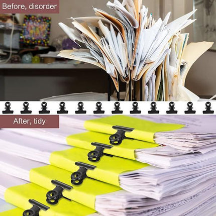 Bulldog Clip Hinged Metal Clips 22mm Strong Spring Black Clips for Files Bags Photos 50 Pieces.