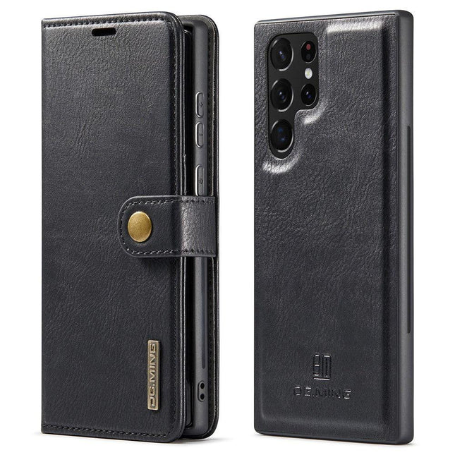 DG.MING Magnetic Wallet Case Compatible withSamsung Galaxy S22 Ultra Black 2-in-1.